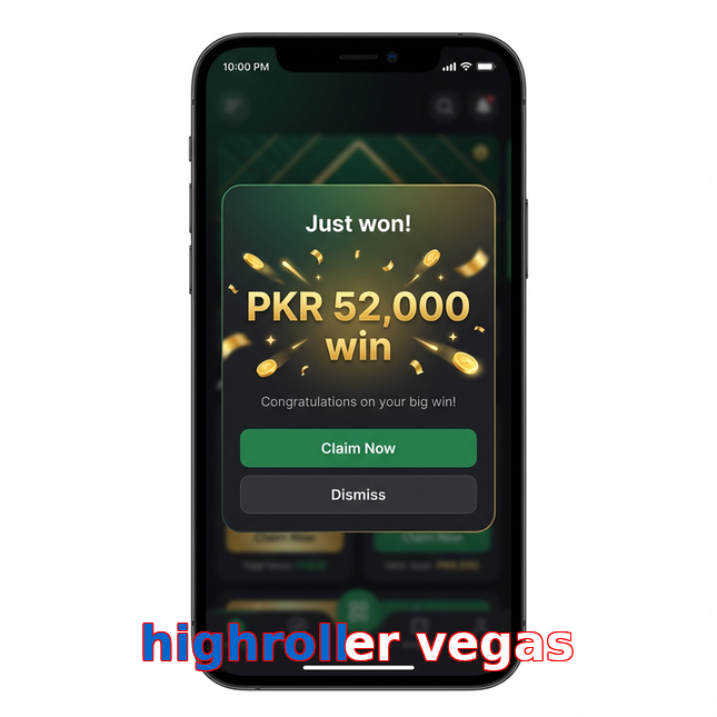 Main screen of Highroller Vegas win page for PK players